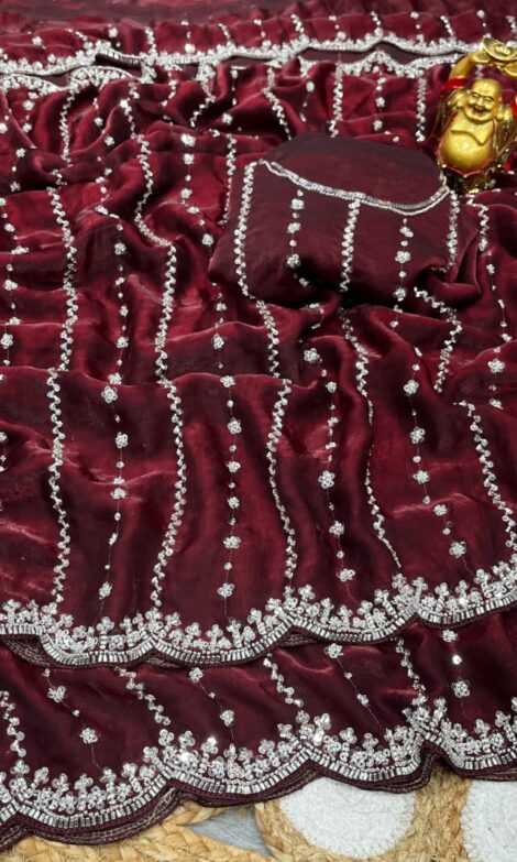 beads work saree