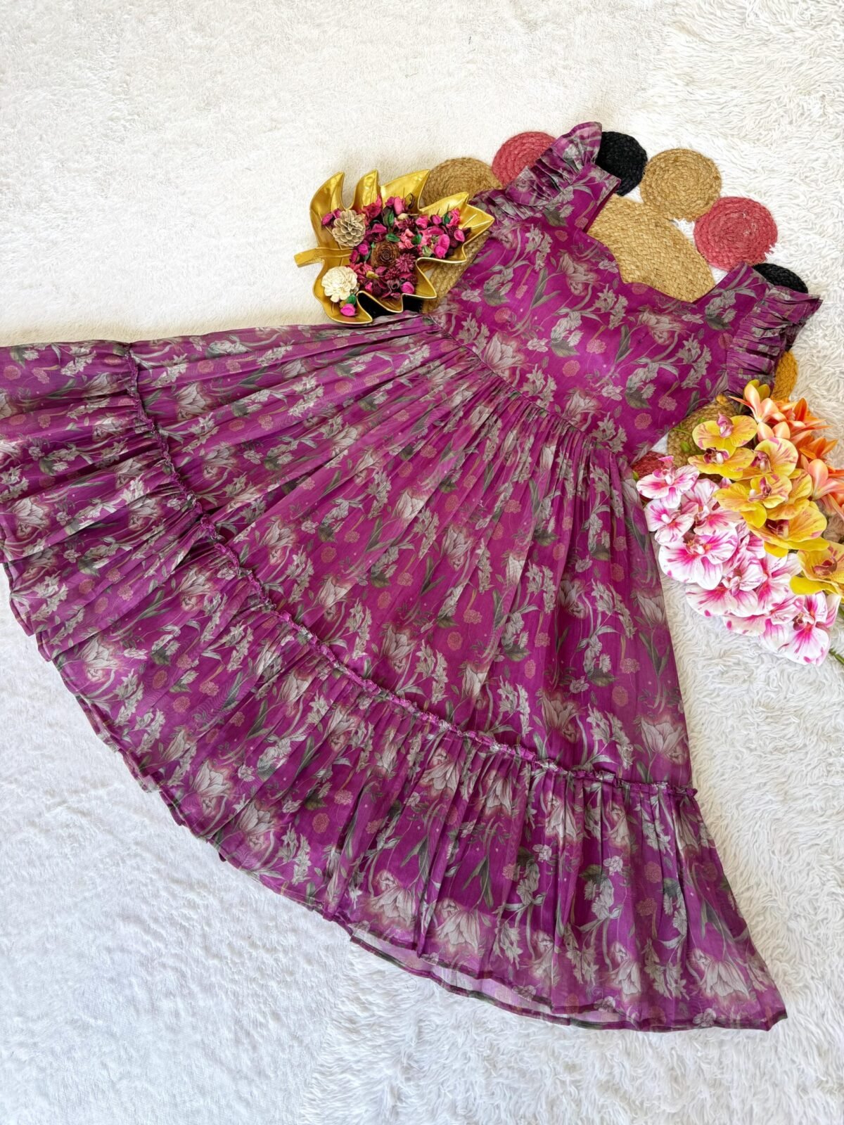 Chanderi floral midi gown - Image 5