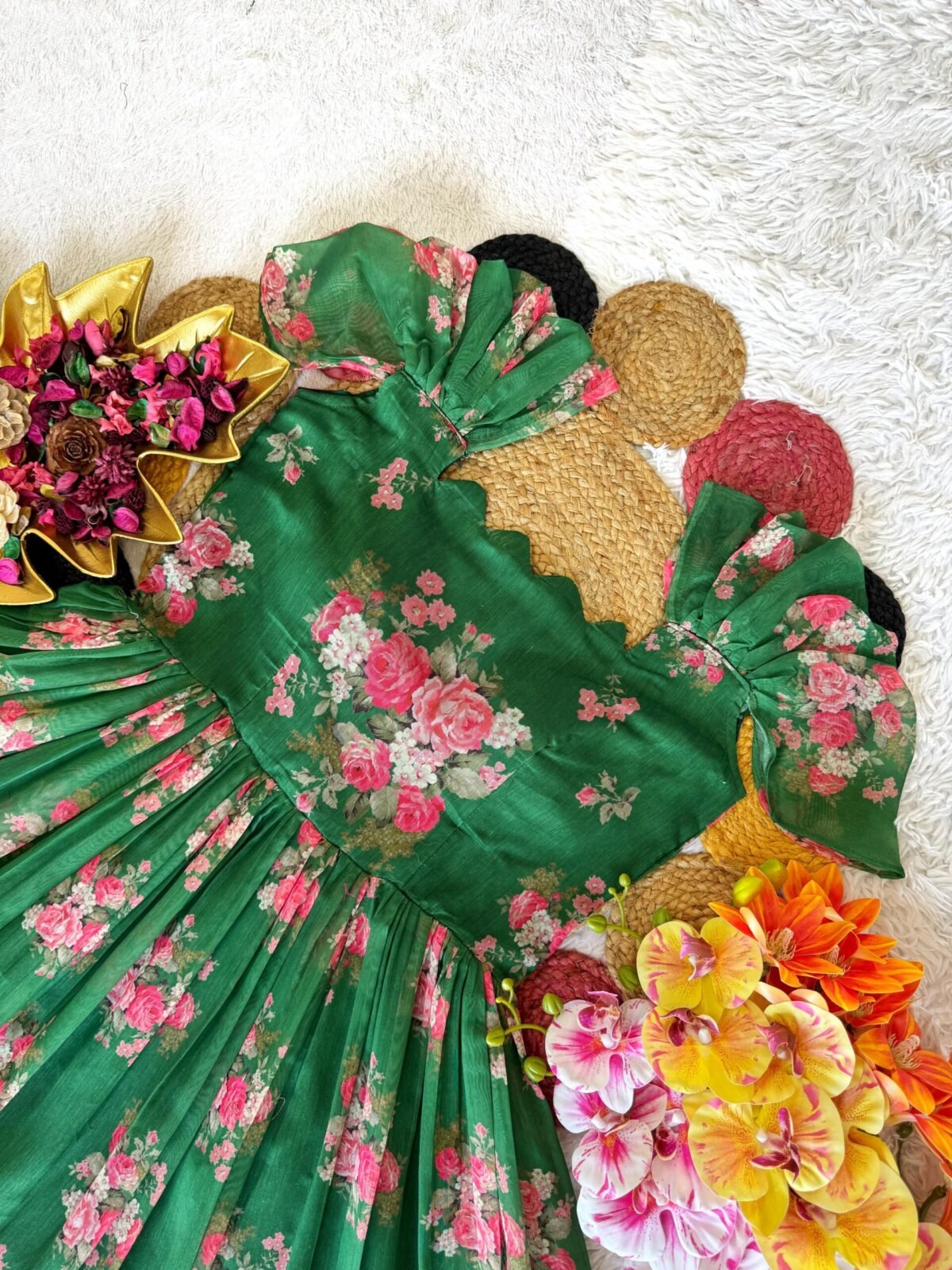 Chanderi floral midi gown - Image 2