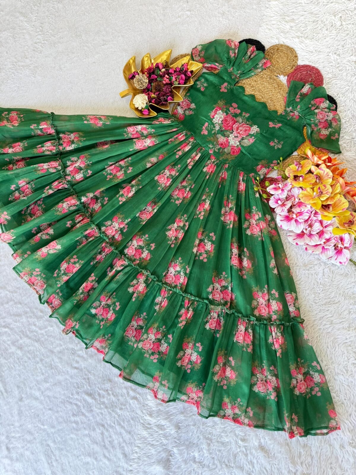 Chanderi floral midi gown - Image 4