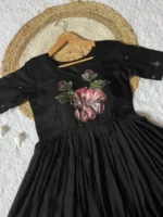 Black flower maxi