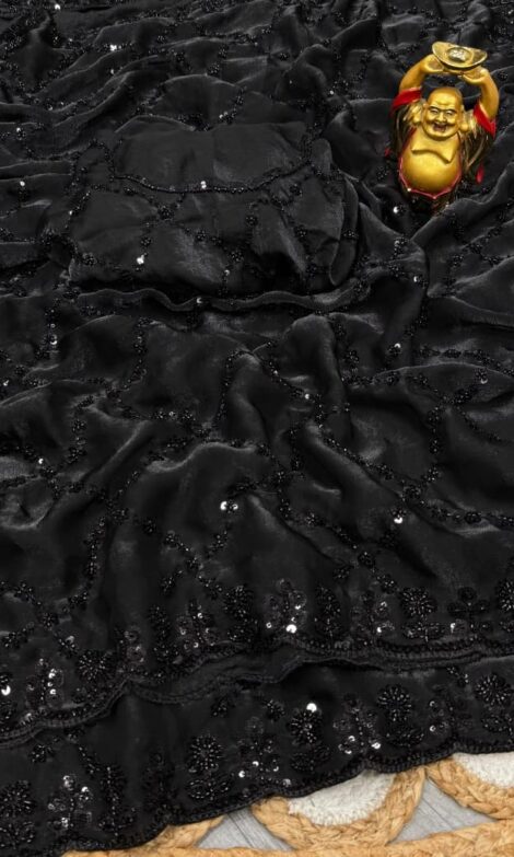 Space silk black saree