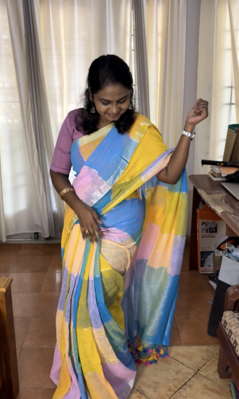 Linen cotton saree